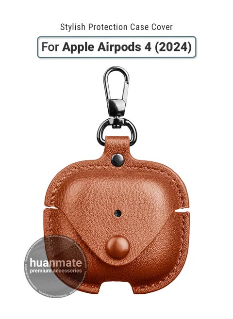 Apple AirPods 4 Shockproof Protection Case Cover - Brown - Lightweight, Stylish Design, Accurate Cut-outs - Easy to Install & Remove - Durable Shield for Your Apple AirPods 4