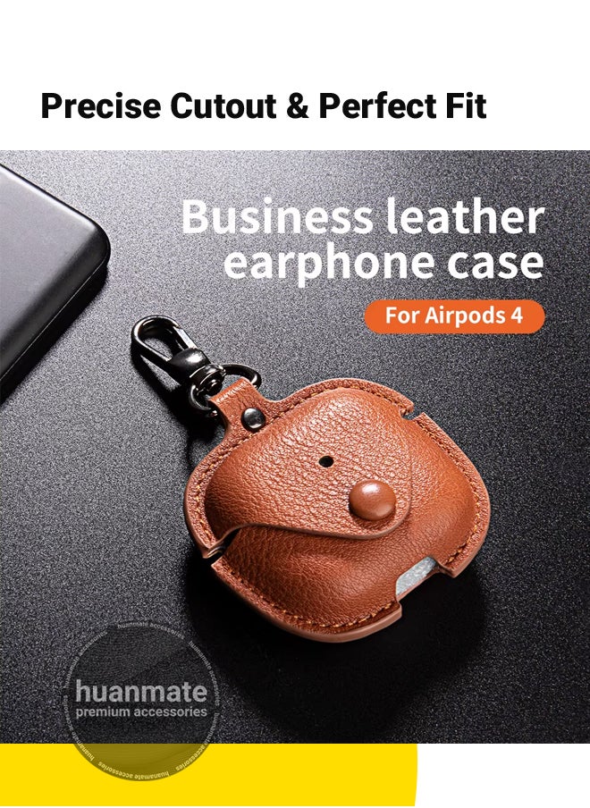 huanmate - Apple AirPods 4 Shockproof Protection Case Cover - Brown - Lightweight, Stylish Design, Accurate Cut-outs - Easy to Install & Remove - Durable Shield for Your Apple AirPods 4 - Image 1