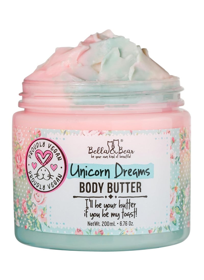 Bella and Bear Bella & Bear Unicorn Dreams Body Butter - Vegan, Cruelty-Free Nourishing Cream | Hydrating & Moisturizing for All Skin Types | Fruity Mango, Pineapple & Vanilla Delightc  - Image 1