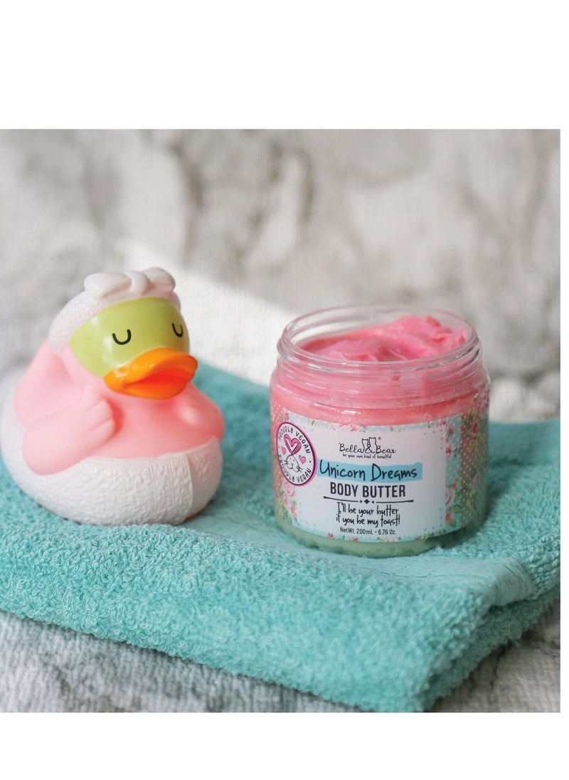Bella and Bear Bella & Bear Unicorn Dreams Body Butter - Vegan, Cruelty-Free Nourishing Cream | Hydrating & Moisturizing for All Skin Types | Fruity Mango, Pineapple & Vanilla Delightc  - Image 2