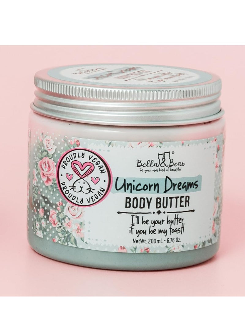 Bella and Bear Bella & Bear Unicorn Dreams Body Butter - Vegan, Cruelty-Free Nourishing Cream | Hydrating & Moisturizing for All Skin Types | Fruity Mango, Pineapple & Vanilla Delightc  - Image 3