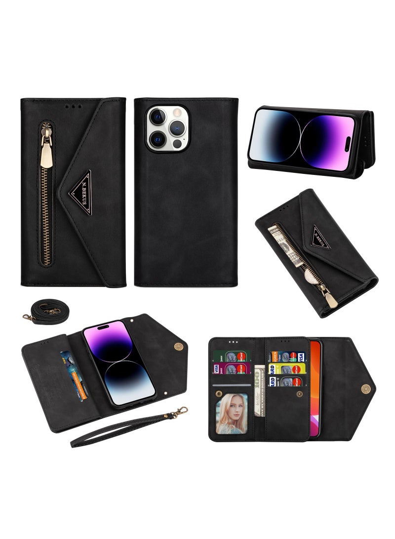 Suteni Flip Cover Leather Protective Hidden Card Slots Phone Case for iPhone - Image 3