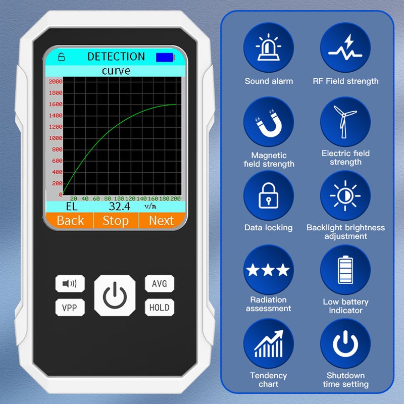 3in1 Multifunctional Electric Field Magnetic Field RF Radiation Detector Handheld Electromagnetic Radiation Tester EMF Meter Portable Radio Frequency Detect Meter - Image 3