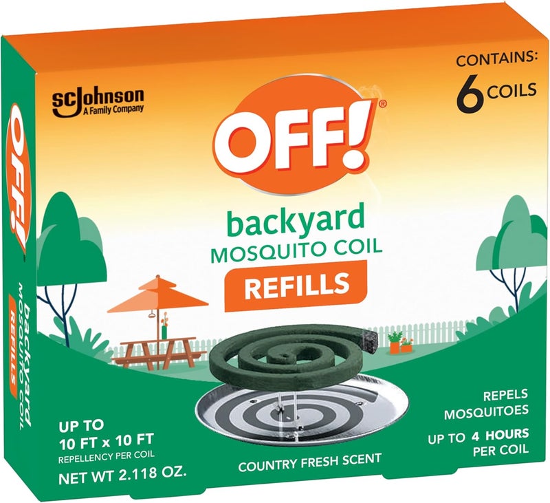 SC Johnson OFF! Backyard Mosquito Repellent Coil Refills, Perfect for Outdoor Patios Country Fresh Scent, 6 Count - Image 1