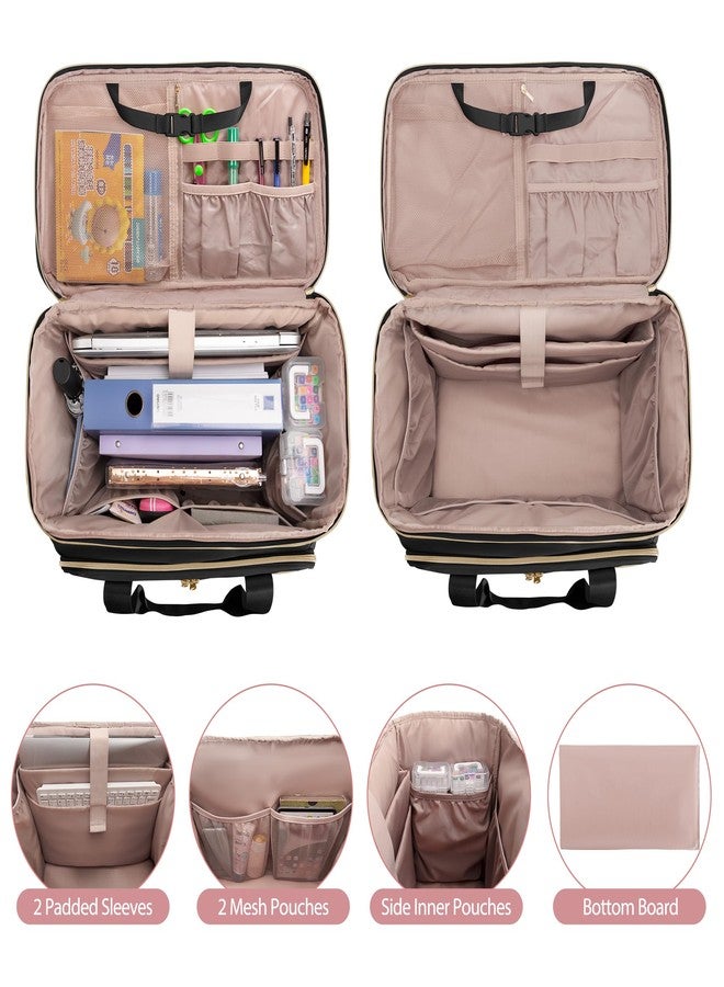Prokva Rolling Teacher Bag with Wheels, Teacher Tote Bag with Detachable Trolley, Fits for 15.6" Laptop, Black (Patent Design) - Image 2