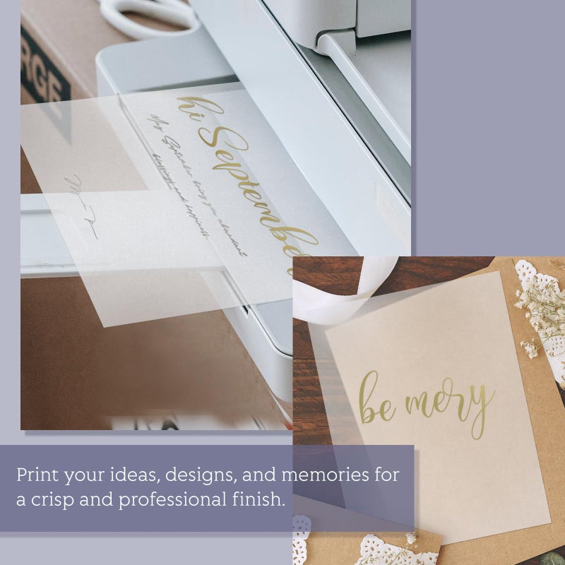 Goefun Translucent Vellum Paper 8.5 x 11, Goefun 100 Sheets Vellum Tracing Paper Printable for Invitations, Card Overlays, Belly Bands, DIYs, Sketching, Drawing - Image 3