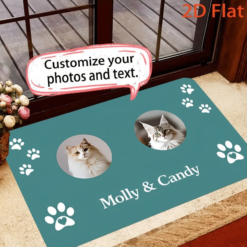 Personalized Pet Photo Rug 80x120cm Non Slip Washable Custom Text Gift - Image 1