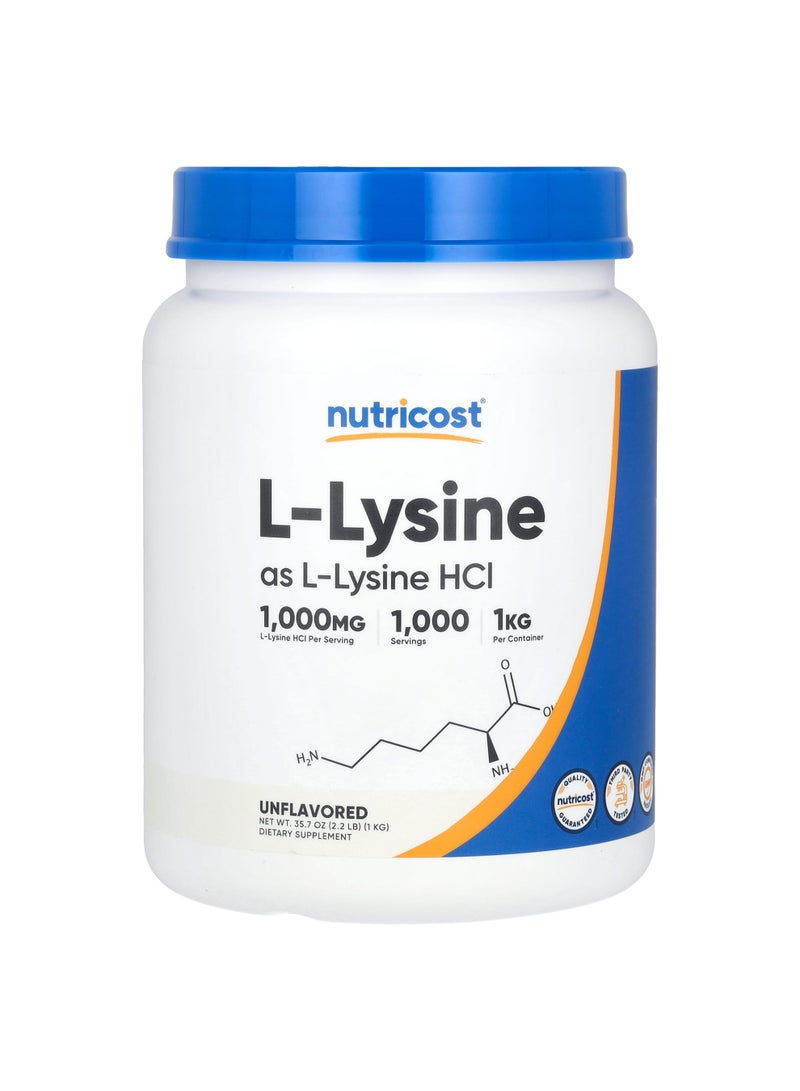 Nutricost L-Lysine, Unflavored, 35.7 oz (1 kg)