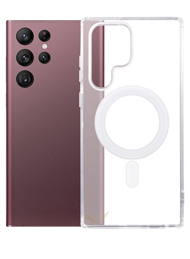 BORTONY Clear Magnetic Case for Samsung Galaxy S22 Ultra Compatible with Magsafe Card Wallet & Wireless Chager, Screen & Camera Protection Shockproof Galaxy S22 Ultra Case Cover - Image 1