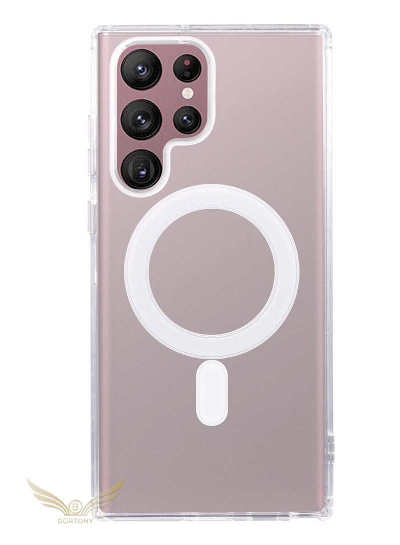 BORTONY Clear Magnetic Case for Samsung Galaxy S22 Ultra Compatible with Magsafe Card Wallet & Wireless Chager, Screen & Camera Protection Shockproof Galaxy S22 Ultra Case Cover - Image 2