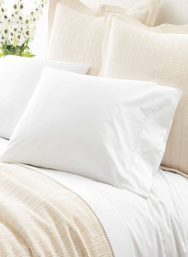 Pine Cone Hill Classic Hemstitch White Pillowcases (Pair), Standard Size, White Solid Pattern - Image 1