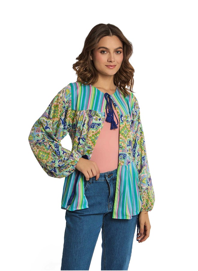 Premoda Fancy Viscose Short Kimono With Ruffle  - Image 1