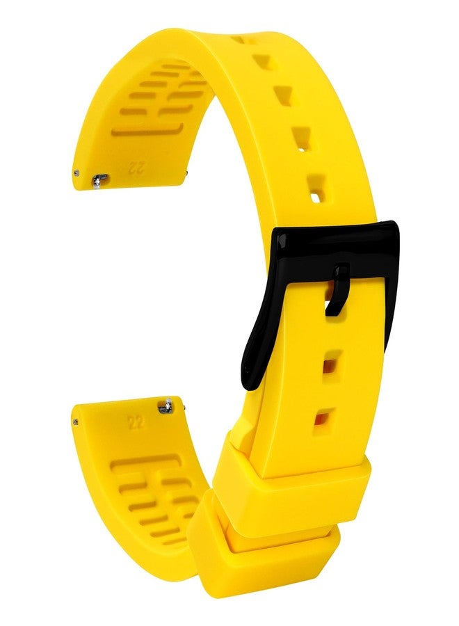 TStrap Silicone Watch Strap 21mm - Yellow Quick Release Watch Band for Mens Womens - Military Waterproof Smart Watches Bracelet Replacement with Clasp Ladies - 18mm 19mm 20mm 21mm 22mm 24mm - Image 1
