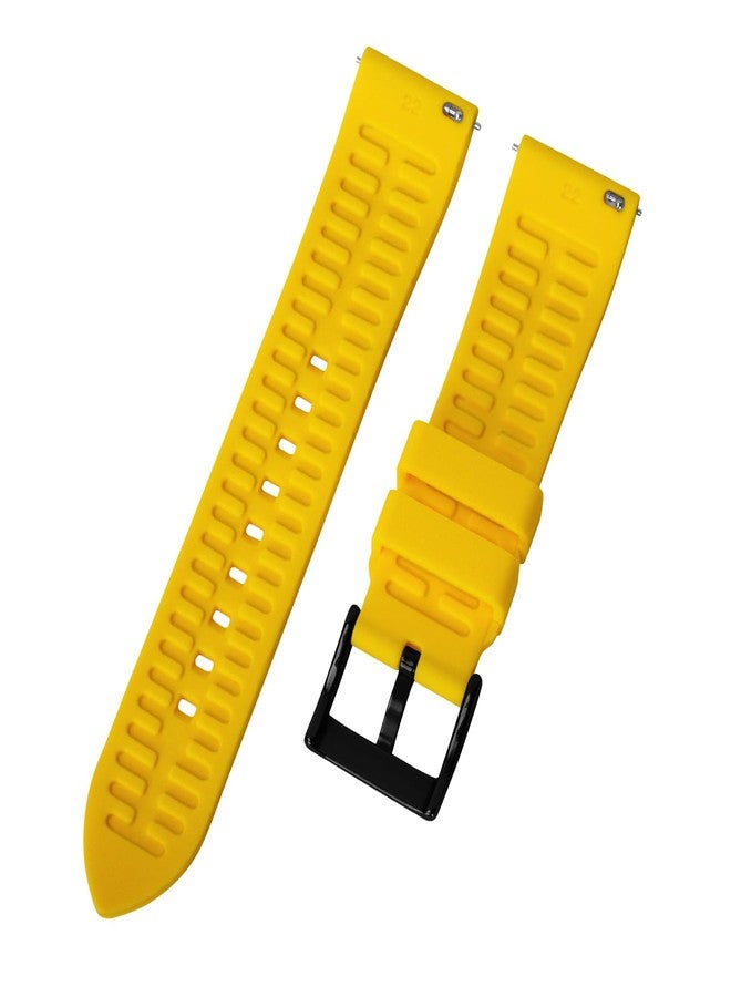 TStrap Silicone Watch Strap 21mm - Yellow Quick Release Watch Band for Mens Womens - Military Waterproof Smart Watches Bracelet Replacement with Clasp Ladies - 18mm 19mm 20mm 21mm 22mm 24mm - Image 3