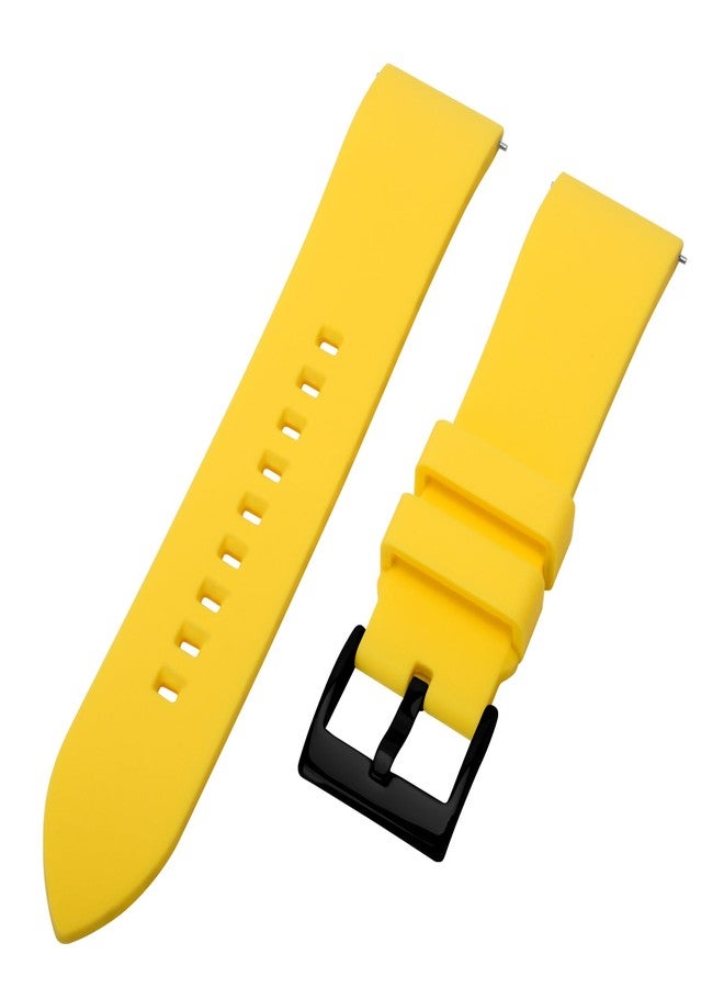 TStrap Silicone Watch Strap 21mm - Yellow Quick Release Watch Band for Mens Womens - Military Waterproof Smart Watches Bracelet Replacement with Clasp Ladies - 18mm 19mm 20mm 21mm 22mm 24mm - Image 2