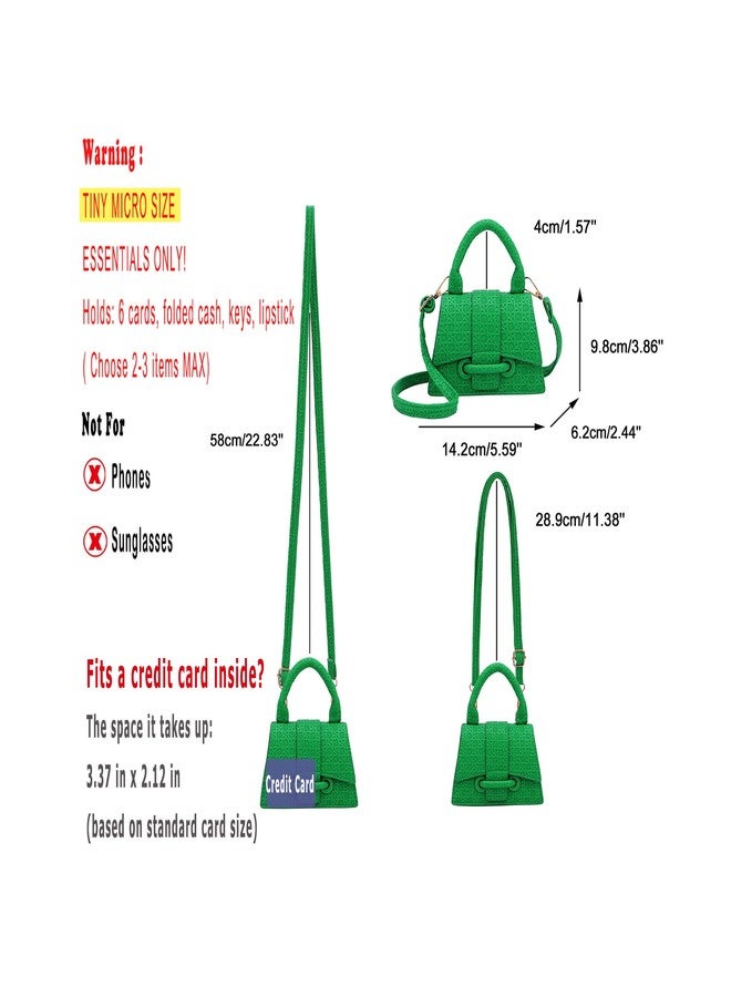 Ayliss Micro Mini Crossbody Handbag Women's Purse Clutch Cute Mini Trendy Bag Top Handle PU Leather Shoulder Bag (Green) - Image 2