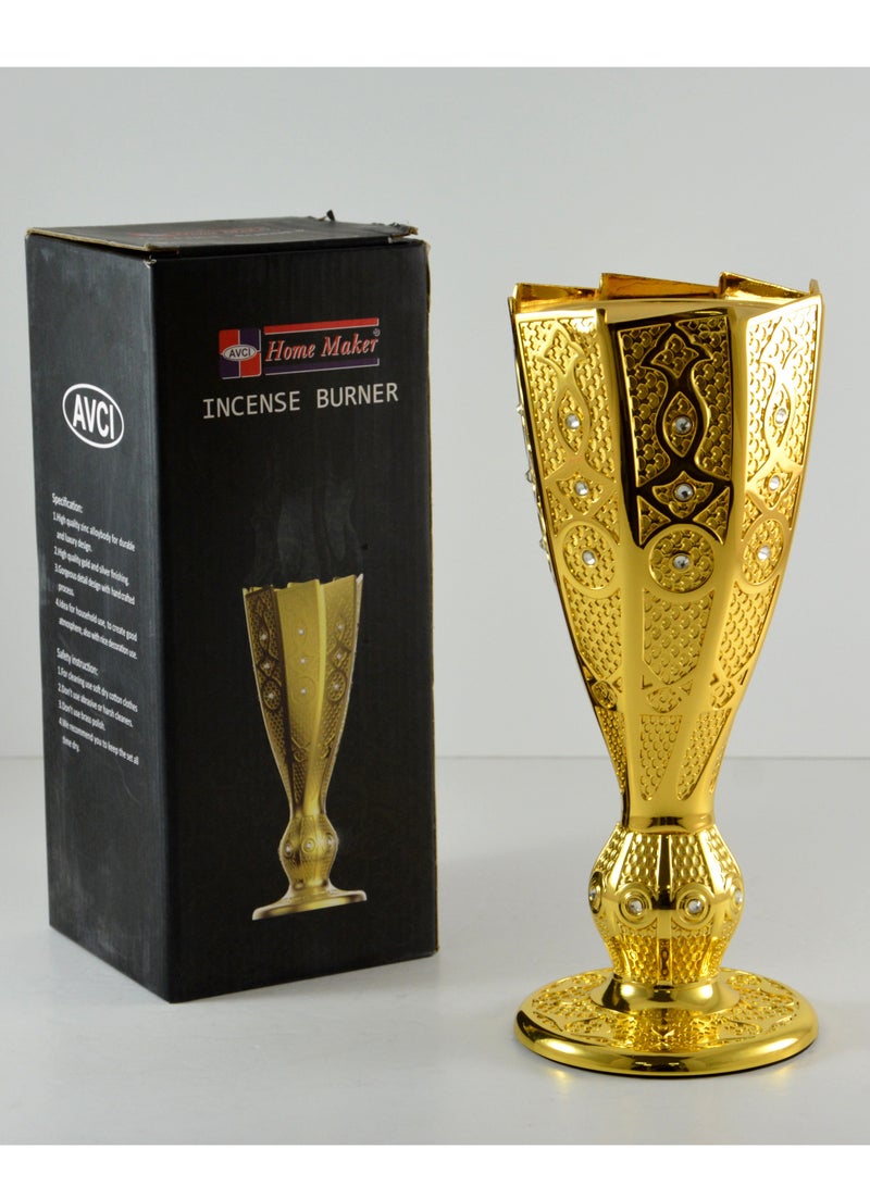 Homemaker Luxury Metal Incense Bakhoor Burner, 25x10cm, Gold - Image 2