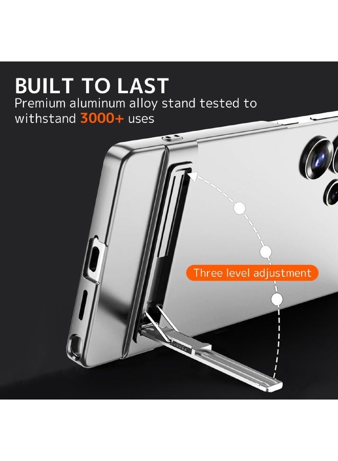 GKK Samsung Galaxy S25 Ultra Case with Kickstand, 3-Way Stand Slim Case for Samsung S25 Ultra, Anti-Drop Shockproof, Anti-Yellowing, Anti-Scratch Thin Case Cover for Galaxy S25 Ultra 6.9 inch, Silver - Image 3