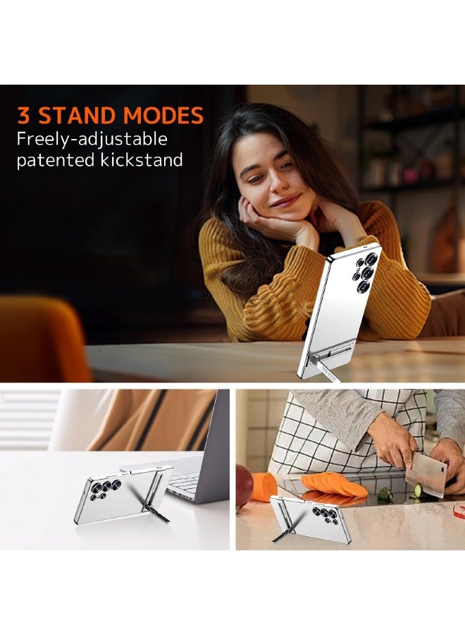 GKK Samsung Galaxy S25 Ultra Case with Kickstand, 3-Way Stand Slim Case for Samsung S25 Ultra, Anti-Drop Shockproof, Anti-Yellowing, Anti-Scratch Thin Case Cover for Galaxy S25 Ultra 6.9 inch, Silver - Image 2