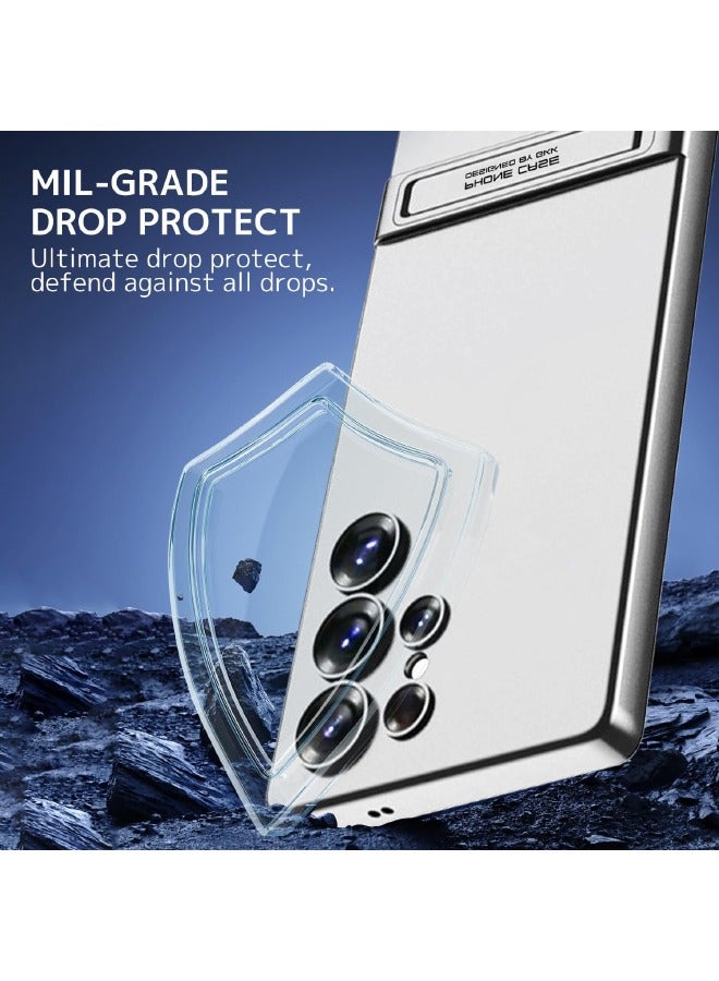 GKK Samsung Galaxy S25 Ultra Case with Kickstand, 3-Way Stand Slim Case for Samsung S25 Ultra, Anti-Drop Shockproof, Anti-Yellowing, Anti-Scratch Thin Case Cover for Galaxy S25 Ultra 6.9 inch, Silver - Image 4