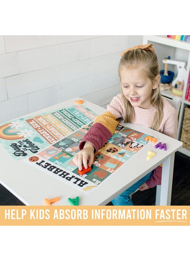 Hadley Designs Hadley Designs 16 Retro Kids Educational Posters For Toddlers 1-3 - Learning Charts, Pre K Learning Posters For Toddlers 1-3, Alphabet Poster For Toddlers, Teacher Posters For Classroom Posters  - Image 3
