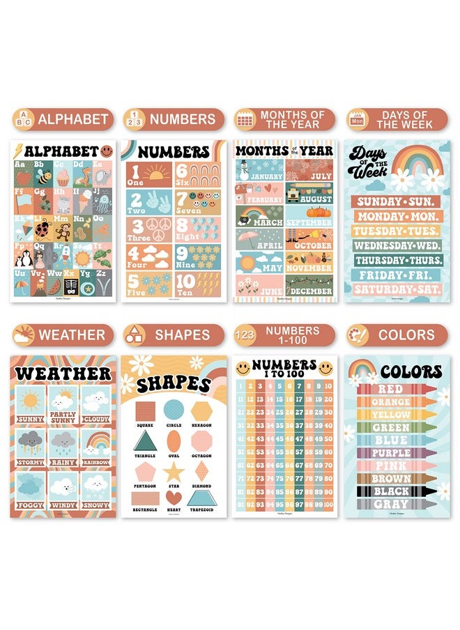 Hadley Designs Hadley Designs 16 Retro Kids Educational Posters For Toddlers 1-3 - Learning Charts, Pre K Learning Posters For Toddlers 1-3, Alphabet Poster For Toddlers, Teacher Posters For Classroom Posters  - Image 5