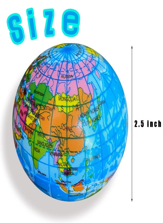 Baaxxango Globe Squeeze Balls,2.5 inch Earth Stress Relief Balls,Soft Foam Stress Ball Toy for Finger Exercise,School or Office Party Favors,24 Pcs - Image 2