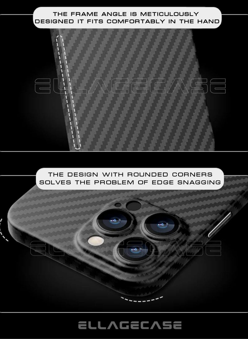 ELLAGECASE حافظة لجهاز آيفون 14 برو، كربون أسود، حماية قوية للكاميرا، رقيقة للغاية وخفيفة الوزن، كربون مغطى بالبلاستيك، متوافقة مع ماغسيف والشحن اللاسلكي - Image 4