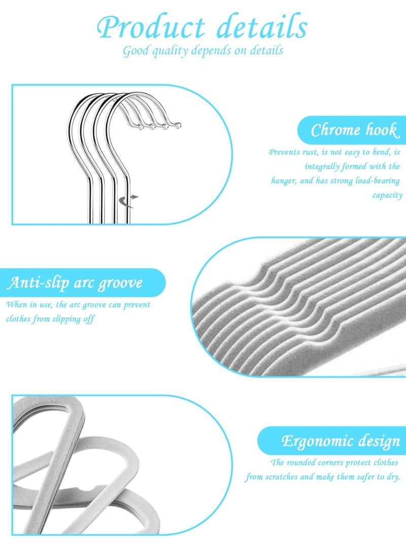 Rightsure Baby Clothes Hanger, Children's Velvet Hanger with 360 Degree Rotating Hook, Grooved Shoulder Design for Children's Clothes, Sturdy and Durable 30 Pack - Image 3