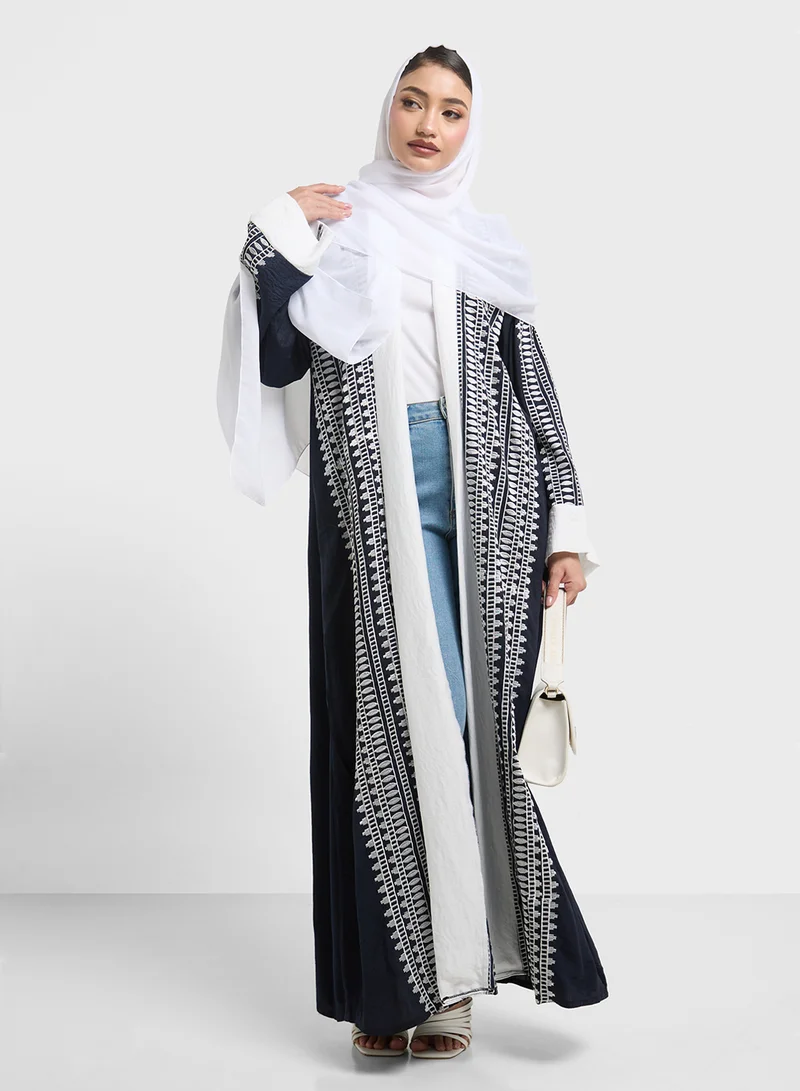 hayas closet Embroidered Abaya with Sheila