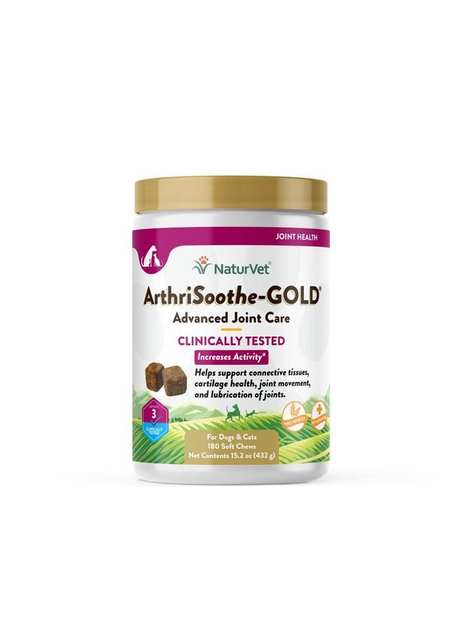 ArthriSoothe-Gold Level 3 Advanced Joint Care for Dogs – Soft Chew Dog Supplement with Glucosamine, MSM, Chondroitin & Hyaluronic Acid – Wheat-Free Pet Supplements – 180 Ct.
