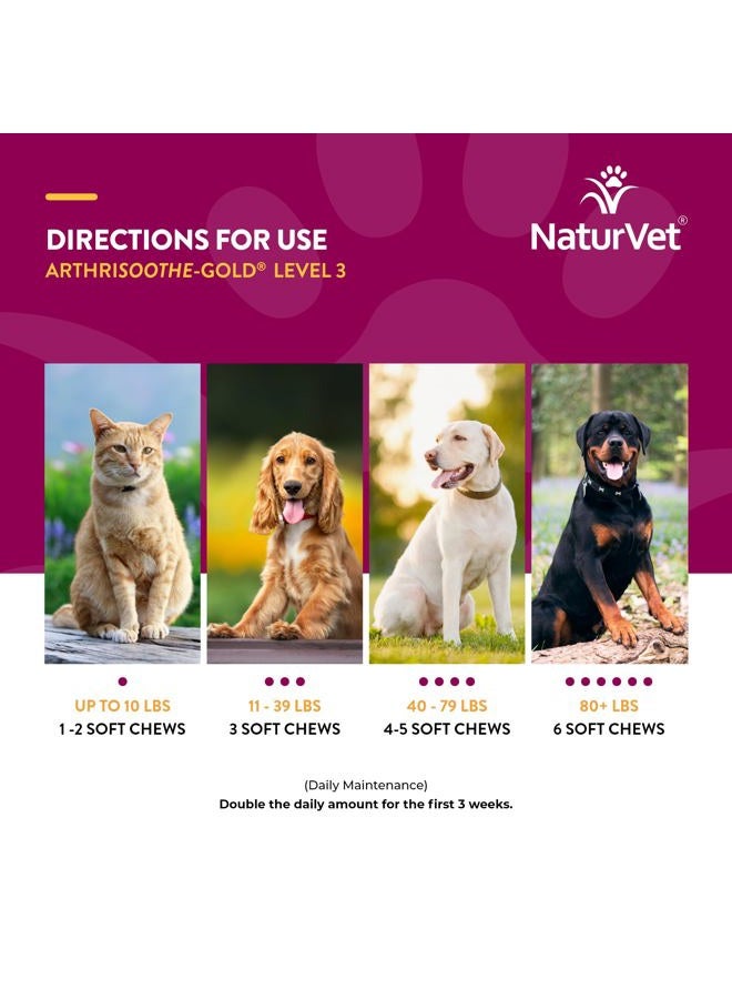ArthriSoothe-Gold Level 3 Advanced Joint Care for Dogs – Soft Chew Dog Supplement with Glucosamine, MSM, Chondroitin & Hyaluronic Acid – Wheat-Free Pet Supplements – 180 Ct.