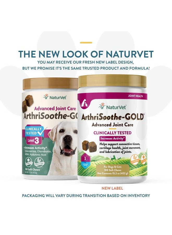 ArthriSoothe-Gold Level 3 Advanced Joint Care for Dogs – Soft Chew Dog Supplement with Glucosamine, MSM, Chondroitin & Hyaluronic Acid – Wheat-Free Pet Supplements – 180 Ct.