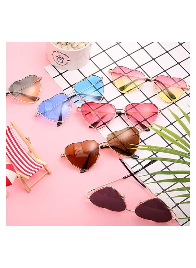 SYOSI 6 Pairs Heart Shaped Sunglasses Vintage Heart Frame Sunglasses Multicolor Metal Retro Glasses for Women - Image 4