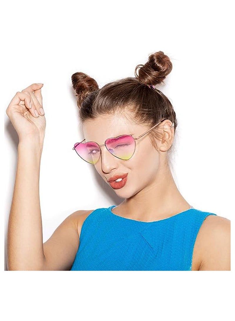 SYOSI 6 Pairs Heart Shaped Sunglasses Vintage Heart Frame Sunglasses Multicolor Metal Retro Glasses for Women - Image 2