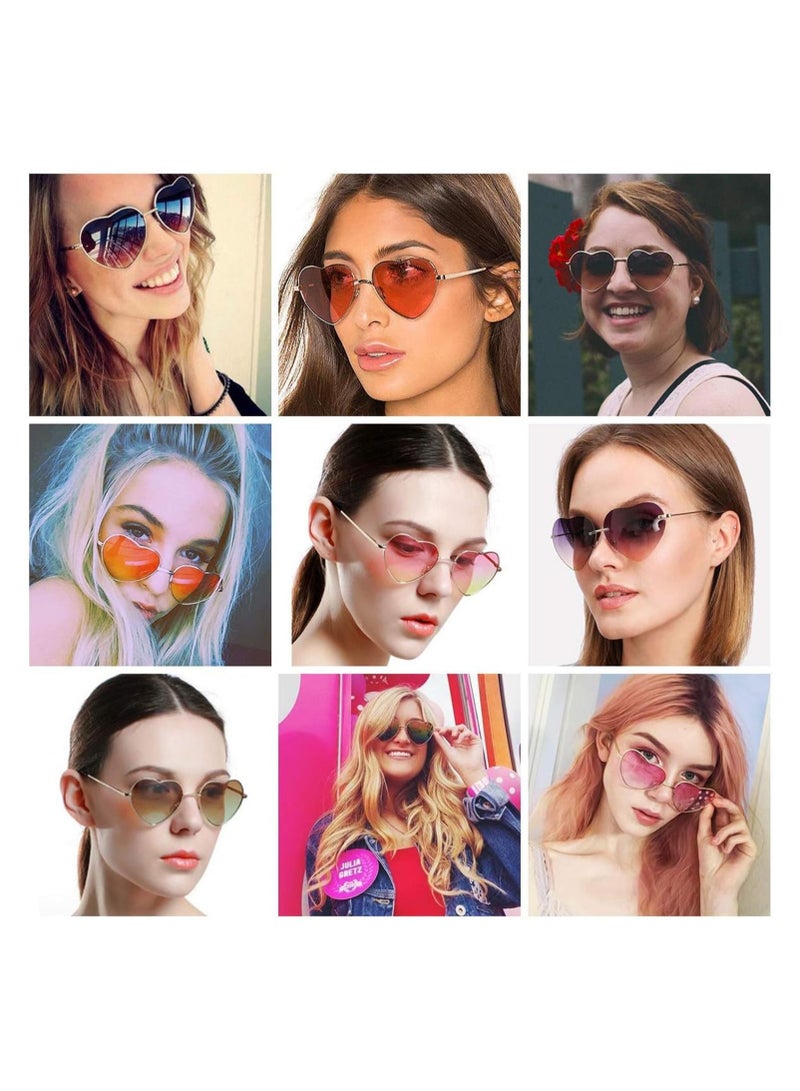 SYOSI 6 Pairs Heart Shaped Sunglasses Vintage Heart Frame Sunglasses Multicolor Metal Retro Glasses for Women - Image 3