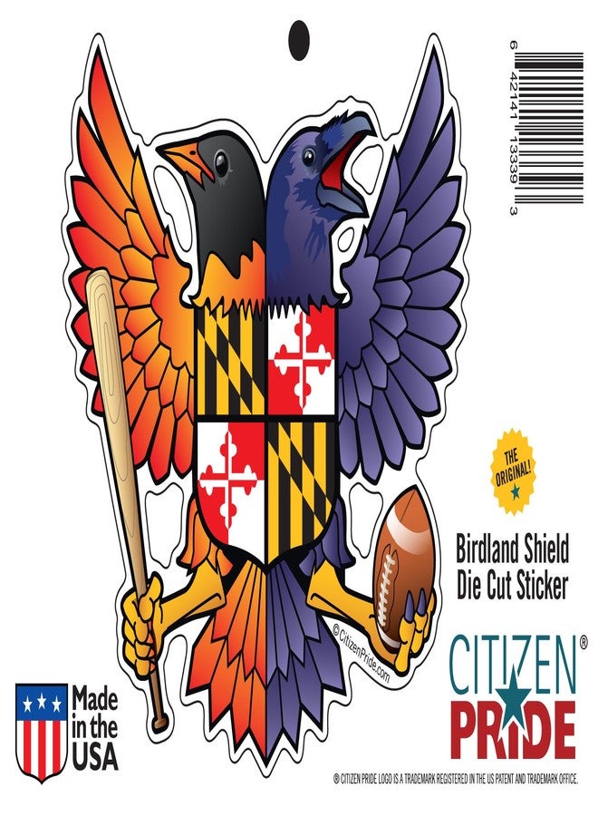 Citizen Pride Birdland Baltimore Raven and Oriole Maryland Crest 4.85x4.75 inches Sticker Decal die Cut Vinyl - Made in USA - Image 2
