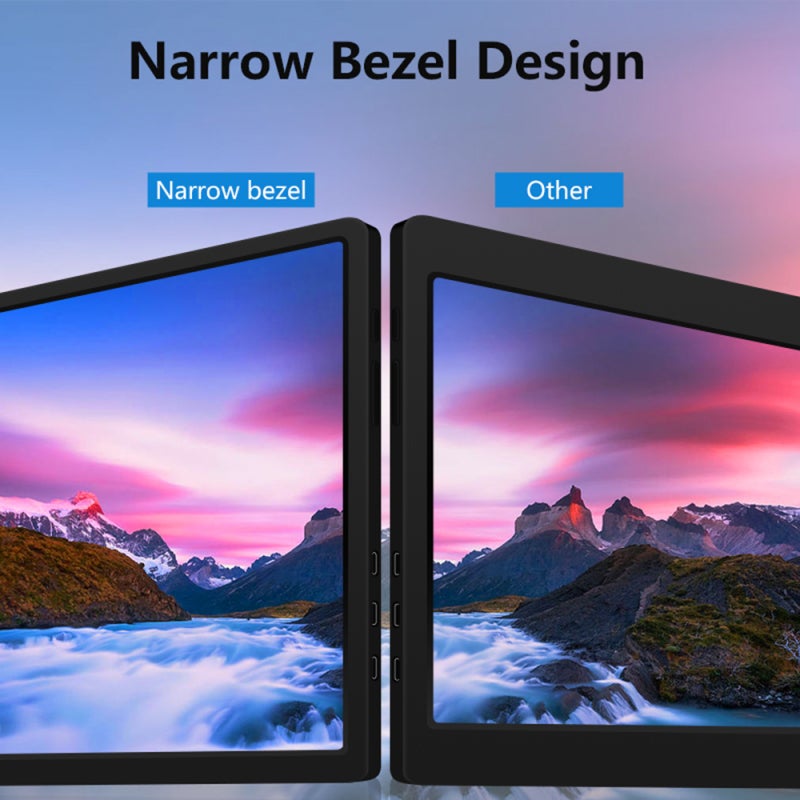 شاشة توسيع محمولة لأجهزة اللابتوب: شاشة فضية بدقة 1920*1080P FHD IPS بقياس 14 بوصة ومع زاوية مشاهدة 178 درجة - شاشة مزدوجة مع دعامة مطوية ودوارة وثابتة وقابلة للتعديل لمكتب السفر والعمل عن بعد - Image 3