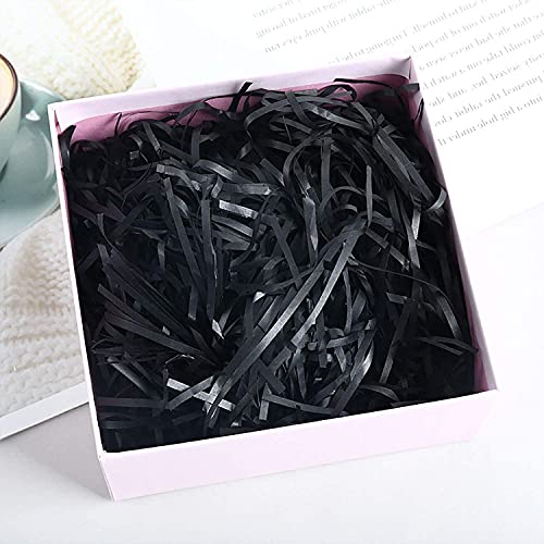 JINZOFLY Raffia Paper Shreds, 100g Shredded Paper for Gift Box, Crinkle Cut Paper Shred Filler for Gift Wrapping & Basket Filling(Black) - Image 3