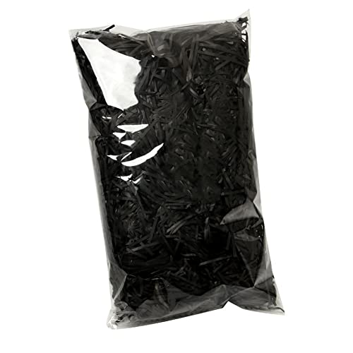 JINZOFLY Raffia Paper Shreds, 100g Shredded Paper for Gift Box, Crinkle Cut Paper Shred Filler for Gift Wrapping & Basket Filling(Black) - Image 1