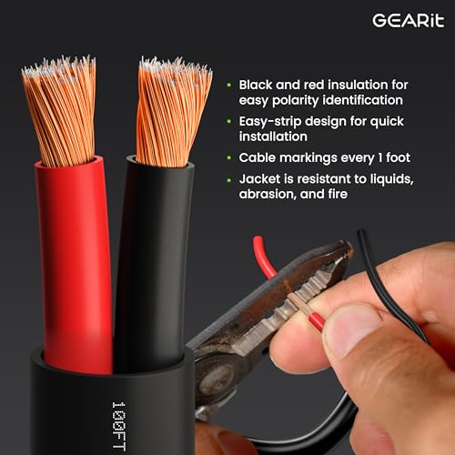 GEARit Outdoor Speaker Wire CL3 Rated, 14 Gauge Speaker Wire, Speaker Cable 100 ft for Outdoor Speakers, Patio, Garden, Backyard Audio, Direct Burial in Ground/in Wall, CCA (Black, 2-Conductors) - Image 4