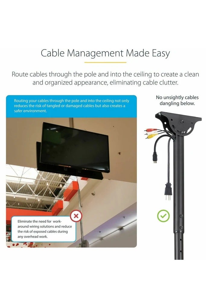 هامود حامل سقف مزدوج قوي للتلفزيون، حامل سقفي مستوٍ متجاور لمعظم أجهزة التلفزيون ذات الشاشة المسطحة LED وLCD مقاس 37-70 بوصة - Image 2