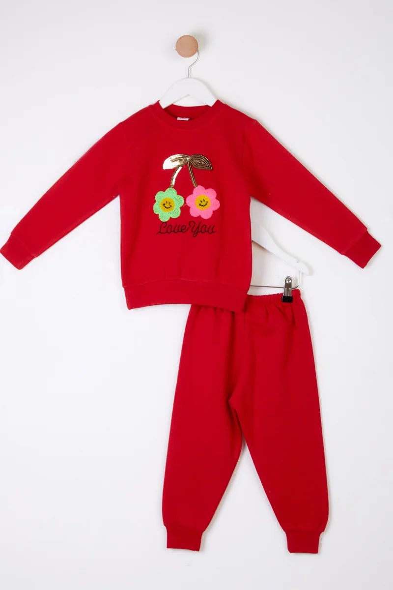 Tofisa Girl Red Embroidered Two Piece Set - 26085