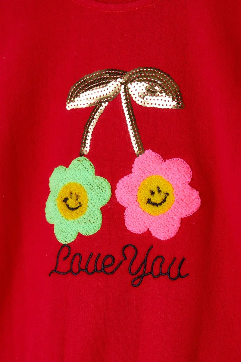 Tofisa Girl Red Embroidered Two Piece Set - 26085