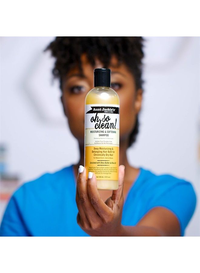 Aunt Jackie's Curls and Coils Oh So Clean Deep Moisturizing and Softening Hair Shampoo for Natural Curls, Coils and Waves, Enriched shea Butter, 16 oz - Image 3