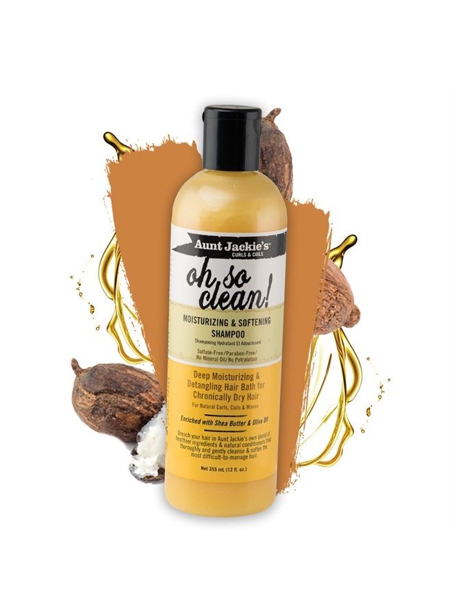 Aunt Jackie's Curls and Coils Oh So Clean Deep Moisturizing and Softening Hair Shampoo for Natural Curls, Coils and Waves, Enriched shea Butter, 16 oz - Image 2