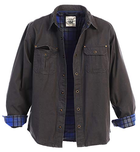 Gioberti Men's 100% Cotton Brushed and Soft Twill Shirt Jacket with Flannel Lining, Charcoal, XL - Image 1