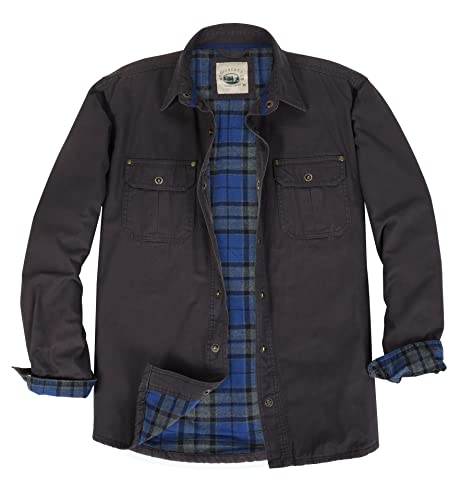 Gioberti Men's 100% Cotton Brushed and Soft Twill Shirt Jacket with Flannel Lining, Charcoal, XL - Image 4