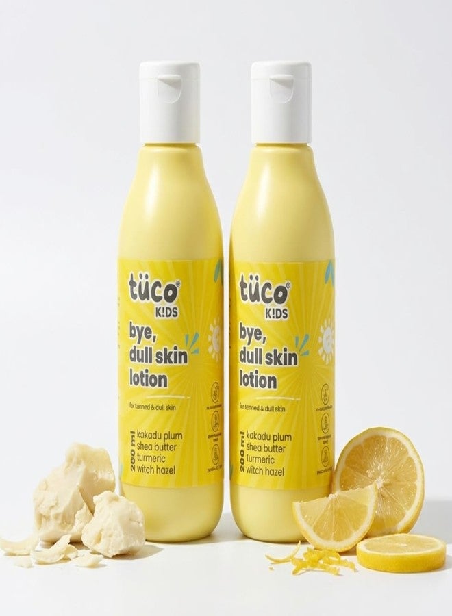 Tuco® Kids Bye, Dull Skin Lotion with Shea Butter, Turmeric, Kakadu Plum, Rosehip Oil | Ages 2-5, 5-10, 10-15 | SLS & Paraben free | 200 ml (Pack of 2) - Image 1