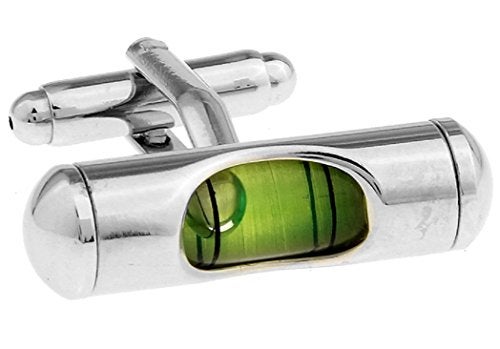 MRCUFF Level Green Liquid Construction Pair Cufflinks in a Presentation Gift Box & Polishing Cloth - Image 1